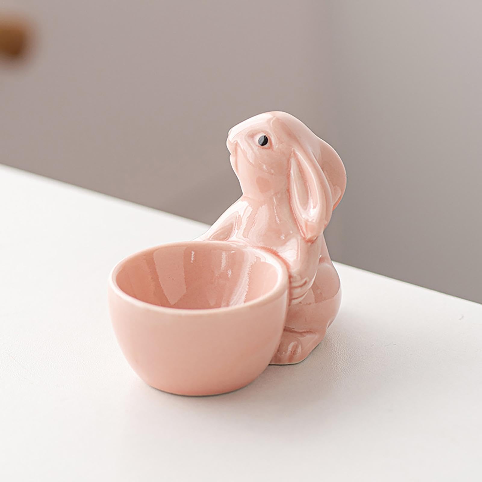 Coquetier Lapin En Céramique - Support à œufs Mignon Pour Pâques Et Petit-déjeuner - Décoration De Table Fonctionnelle 8.8x6.5 Cm