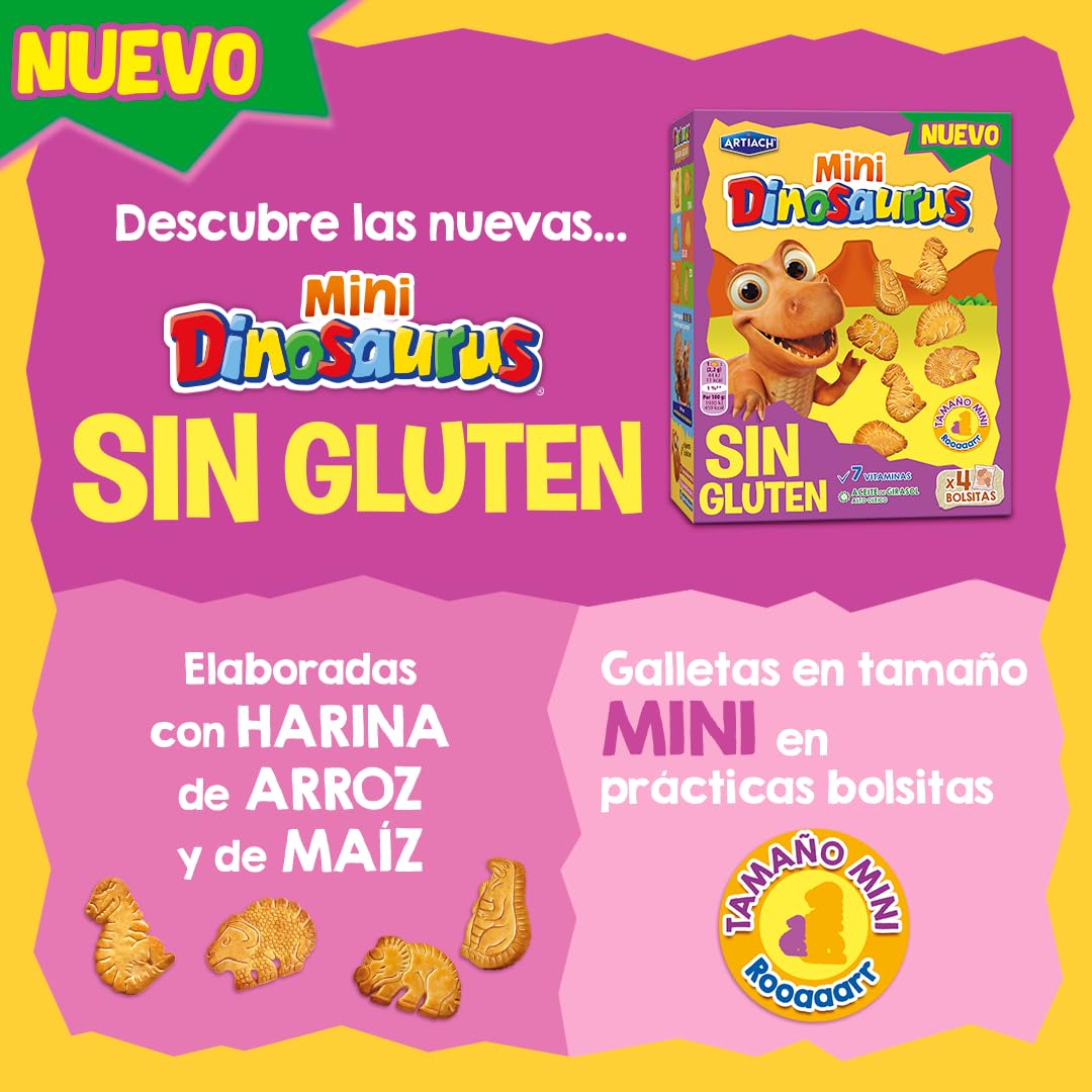 Galletas Mini Dinosaurus Sin Gluten 160gr (Pack de 12). Total 1,92kg - Dinosaurus