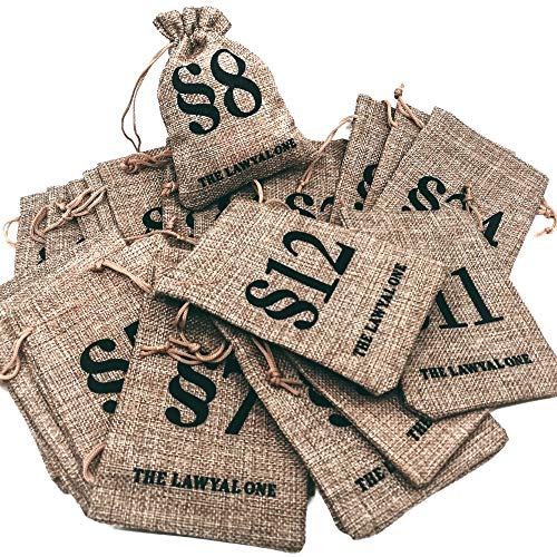 LAWYAL ONE The Paragraph Adventskalender Zum Befüllen 24 Säckchen, Juristische Vorfreude auf Weihnachten, DIY Kalender Jura Rechtsanwalt Kanzlei Geschenk  Stoffbeutel 10,5 x 15 cm Cover
