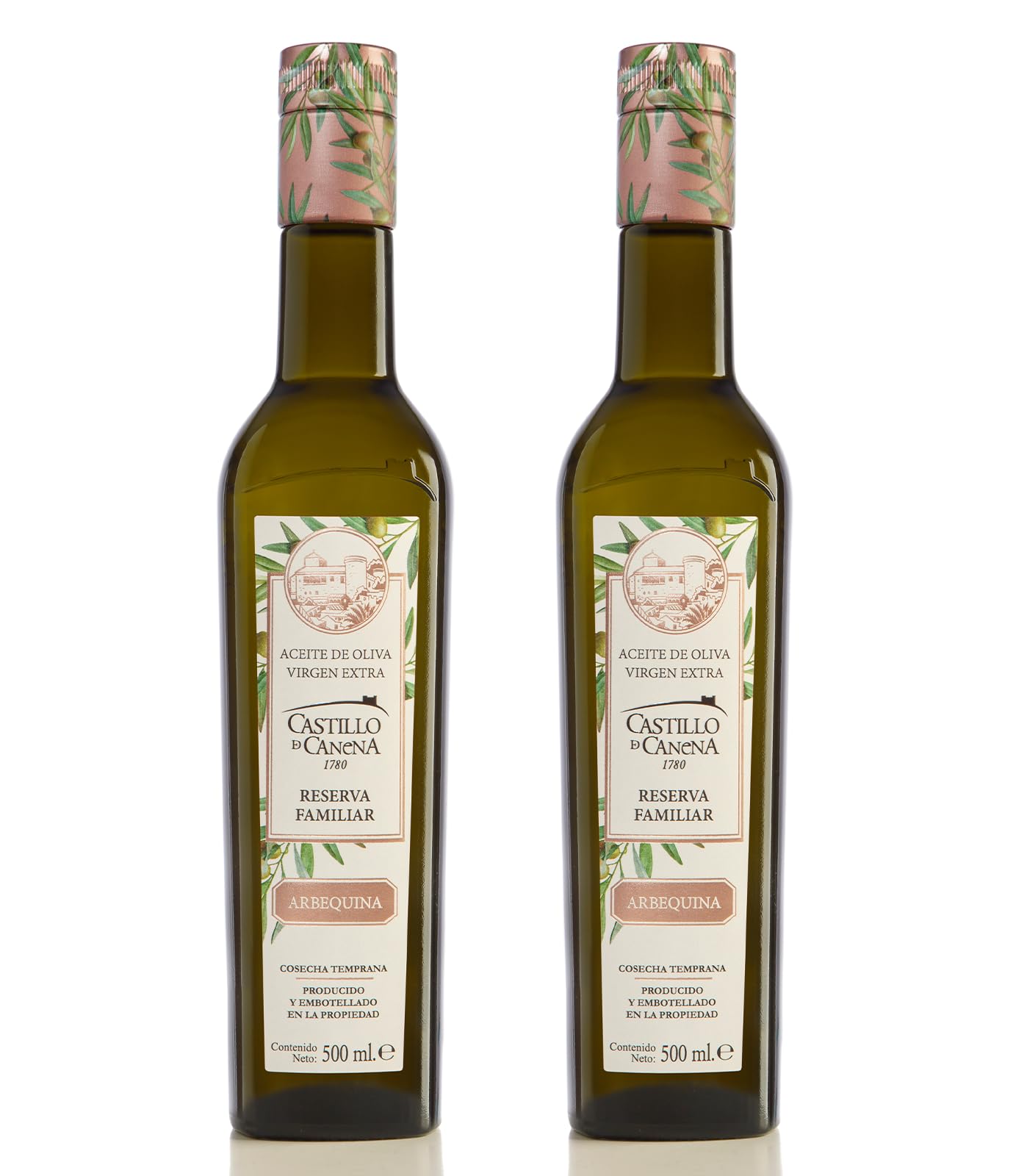 CASTILLO DE CANENA - Aceite de Oliva Virgen Extra Reserva Familiar Arbequina - Pack 2 botellas de 500 ml
