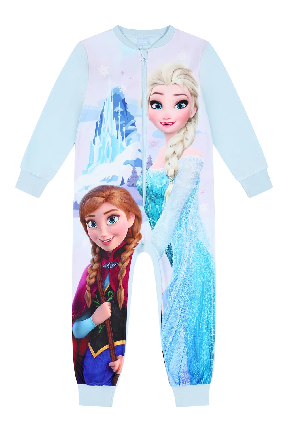 Disney Girls Frozen Sleepsuit Elsa Anna Kids Onesie (7-8 Years) Blue