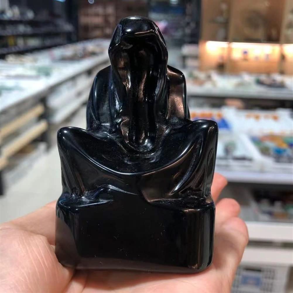 lleno de textura Decoración de cristal 290-330g WizardStatue Piedra natural Figura tallada a mano Adorno de habitación Estatuilla de cristal Reiki Piedra preciosa Decoración de la oficina en el hogar
