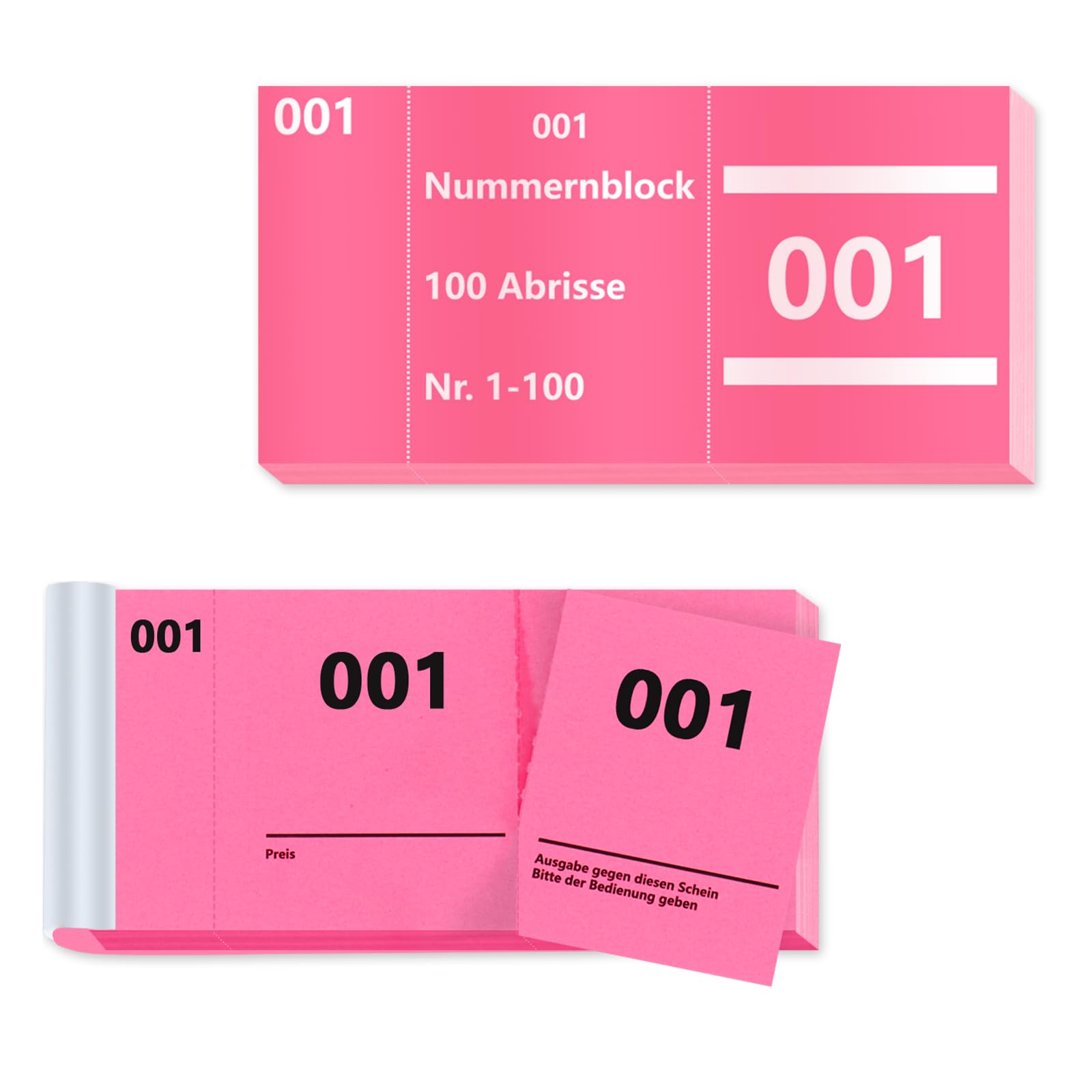 Loose Tombola 1-100 Numbers Double Numbers Lose 5 x 10 cm Blocchetti Numerati Tears Number Pad Tombola Prizes for Events Party Raffle Tickets Receipt Blocks Exhibition Raffle Ticket (Pink)
