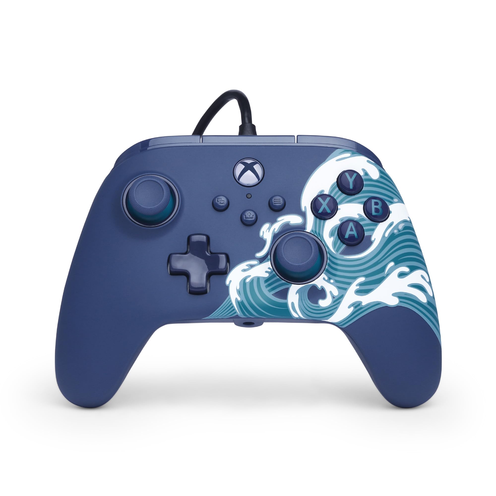 PowerA Controller cablato Advantage per Xbox Series X|S - Onda d'acqua, gamepad, controller per videogiochi cablato, controller di gioco, funziona con Xbox Series X|S