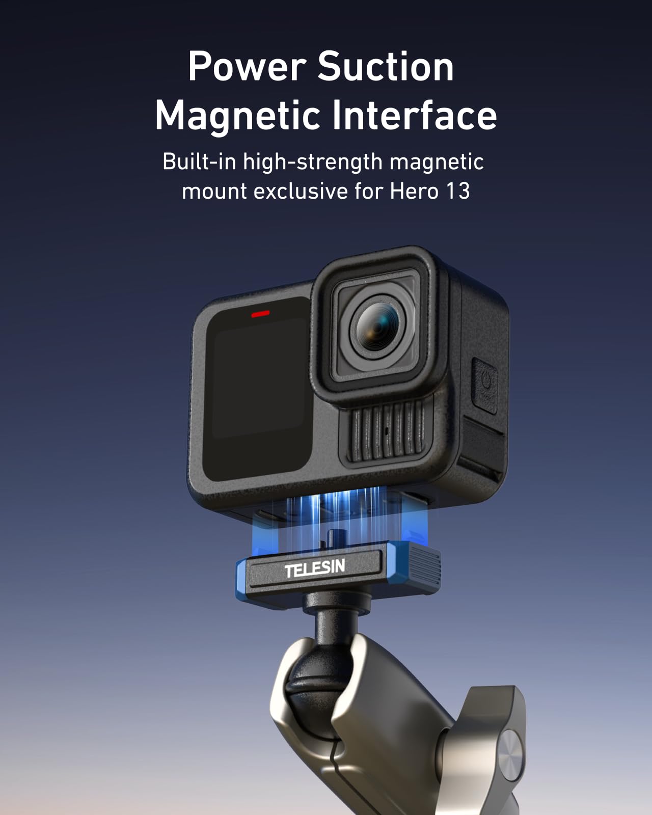 TELESIN Super Clamp per Moto/Bici per GoPro Hero 13, 9-38mm | Manubrio, morsetto potente e testa sferica 360°, per manubri da 9 a 38 mm