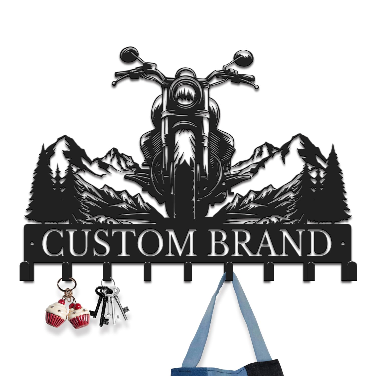 Gewasi Style-2 Custom Motorcycle Metal Wall Art With Hook, Personalized Biker Name Plaque, Garage Workshop Home Decor, Motorcycle Wall Decor, Rider Gift Idea, Helmet Key Holder (Style-2)