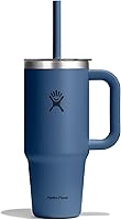 Hydro Flask 24 oz Travel Tumbler with Handle & Straw Lid - Insulated Stainless Steel, Harbor Blue, Keeps Cold for Hours