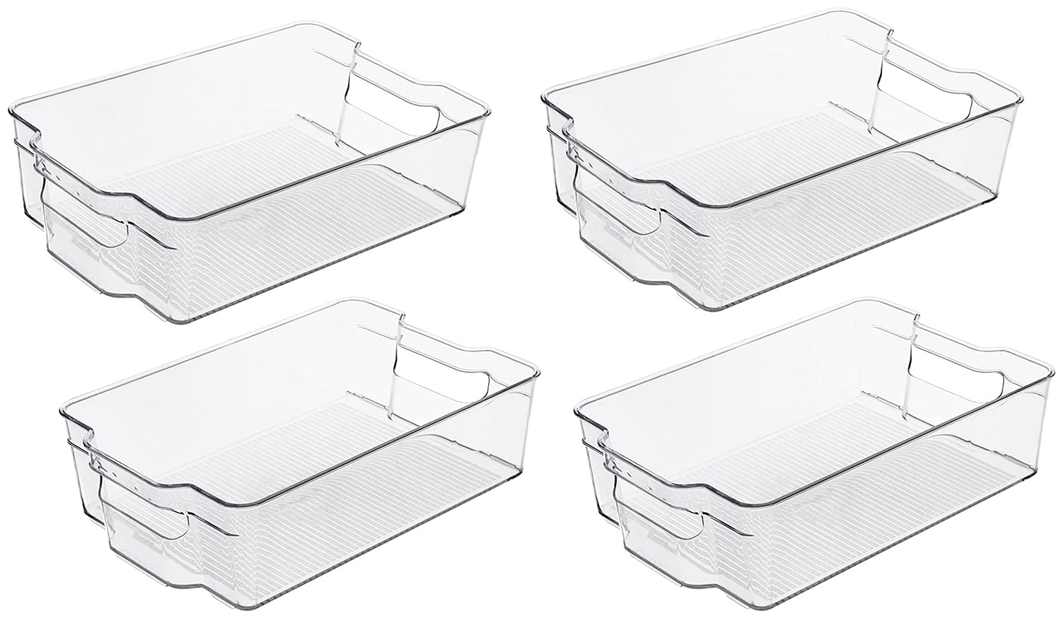SooyeeFridge Organizer,Pantry Organization and Storage,4 PCS Fridge Organizers and Storage Clear,Kitchen Cabinet,Freezer Organizer,Plastic Organizer Bins,BPA Free 8.5" x 12.5"