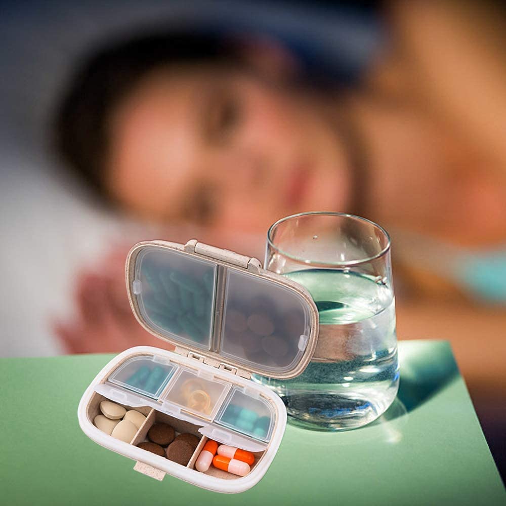 Pastillero diario de 4 piezas, pastillero de 8 compartimentos, estuche de medicamentos, estuche de suplemento de píldoras impermeable, contenedor portátil de bolsillo de viaje