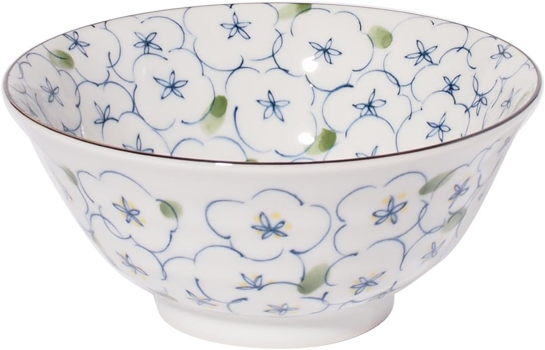 Minoru Pottery Flower of The sea Inside and Outside Intensive Bowl Large Blue 25-720423 mino Ware φ6×H2.8in