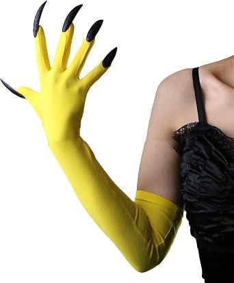 Greenery-GRE Long Fingernails Cat Woman Paw Gloves Halloween Witch Wolf Devil Claw Glove with Nails Party Costume Accessories