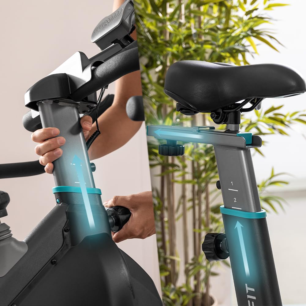 Cecotec Cyclette Indoor con Volano da 20 kg DrumFit Indoor 20000 Race. Cardiofrequenzimetro, Display LCD, Supporto per Dispositivi e Bottiglia, Manubrio Sportivo, Ruote, Sella Regolabile
