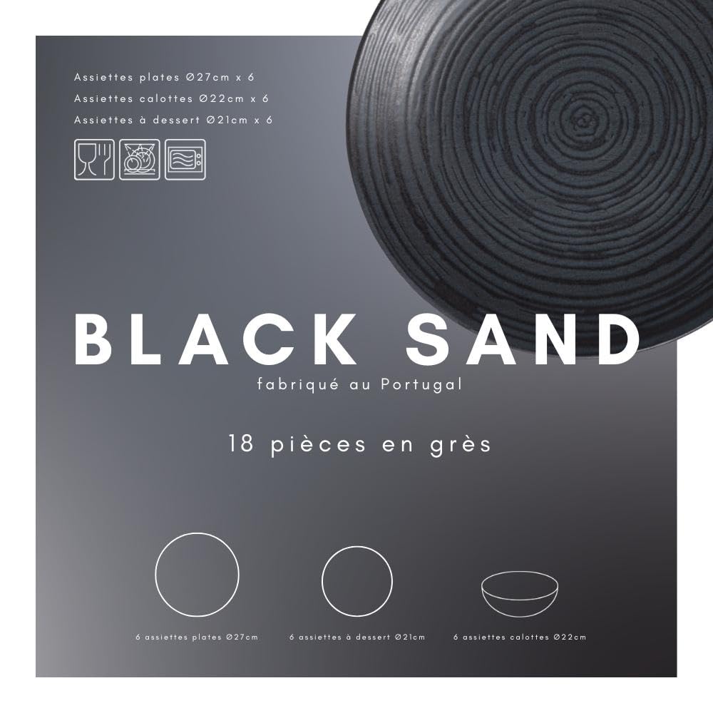TABLE PASSION - Service d'assiettes 18 pièces Black Sand