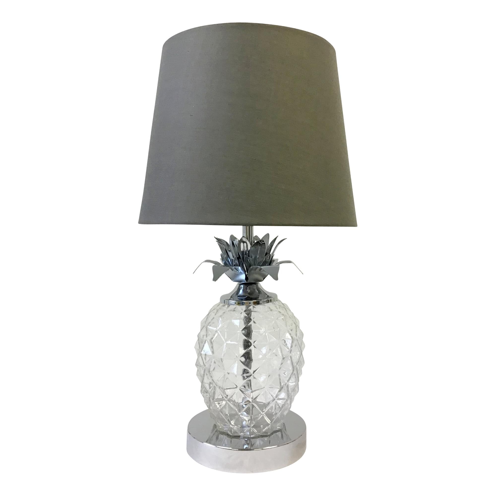 First Choice Lighting Chrome Pineapple Touch Lamp With Grey Shade from B&Q