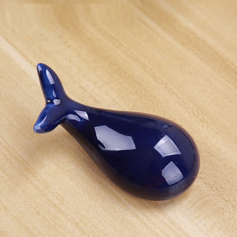 qbodp 4 Pcs Cute Animal Chopstick Rests Japanese Style Ceramic Whale Chopsticks Holder for Spoon Fork Chopsticks Home Dining Table Decor Crafts Ornaments, Dark Blue