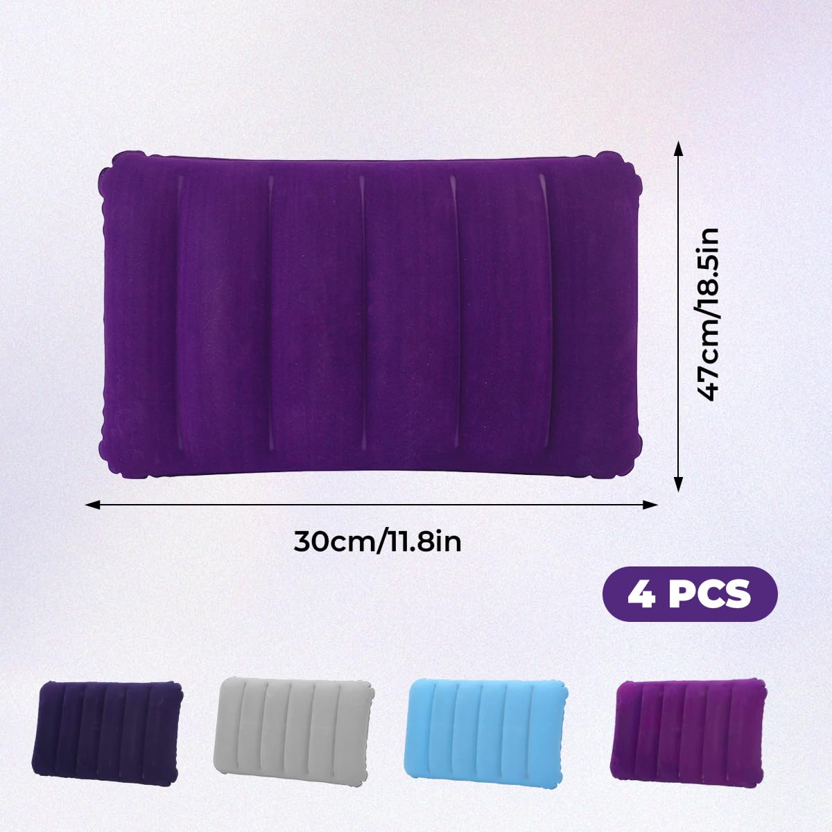 Almohada Hinchable Flocada 47x30cm Ultraligera Portátil Camping Playa Viajes