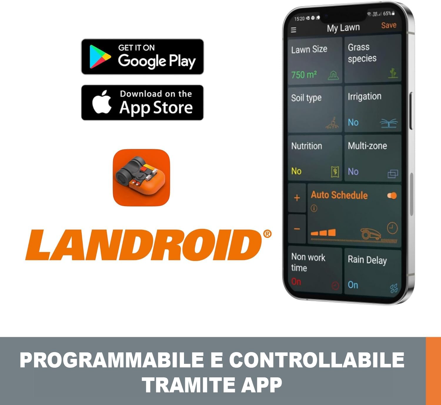 WORX WR165E Robot Rasaerba Landroid Classic M500 2.0 a Batteria Area di Taglia 500Mq - Wifi - Bluethooth - Lama Flottante - Base a Scomparsa - Carica Laterale - Taglia Fino al Bordo