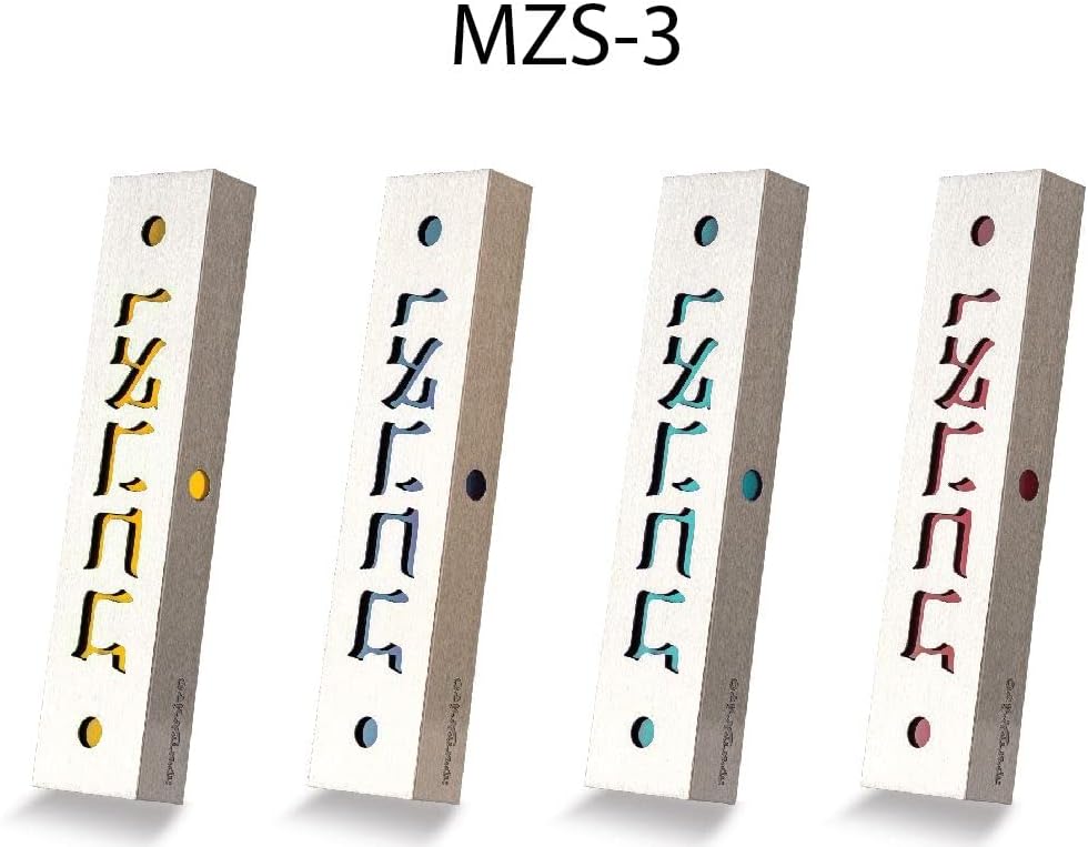Ayuni Gifts of the World Modern Stainless Steel Mezuzah Case Original Judaica Art (Teal Ve-ahavta)