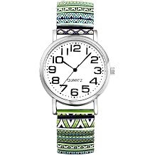 JewelryWe Womens Stretch Band Watches Easy Reader Analog Quartz Elastic Watch Floral Expansion Band Wristwatch for Mothers Day