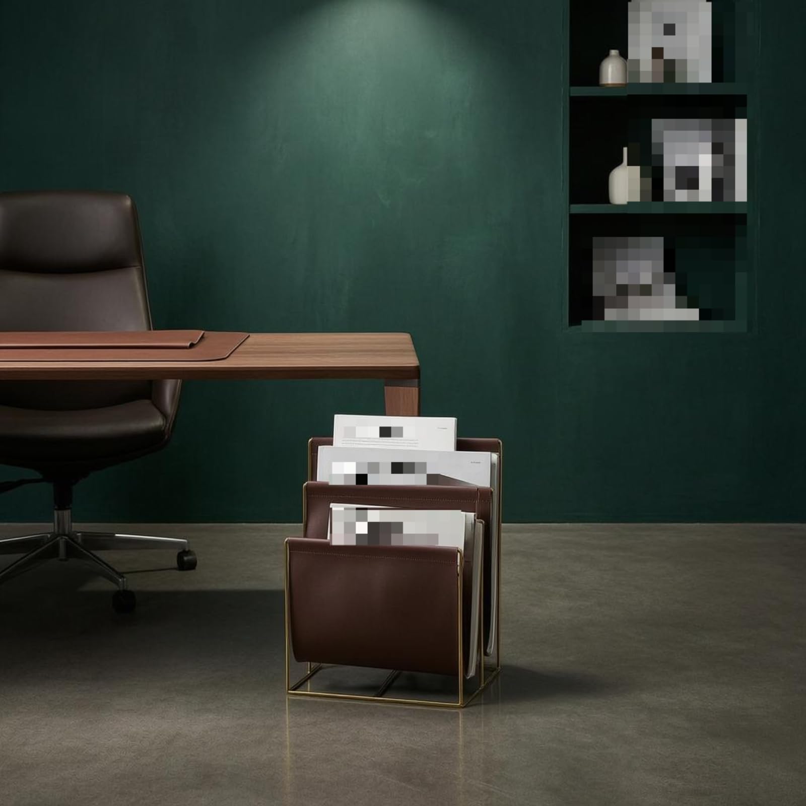 Porte-Revues Debout Cadre Ouvert Porte-Revues Métal Déco Organisateur Magazines, Marron Foncé