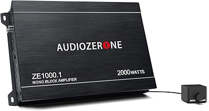 Car Audio Amplifier ZE1000.1 2000W Monoblock Class D MOSFET Subwoofer Audio, 1-4 Ohm Stable, Low Pass Crossover, Mosfet Power Supply, Stereo