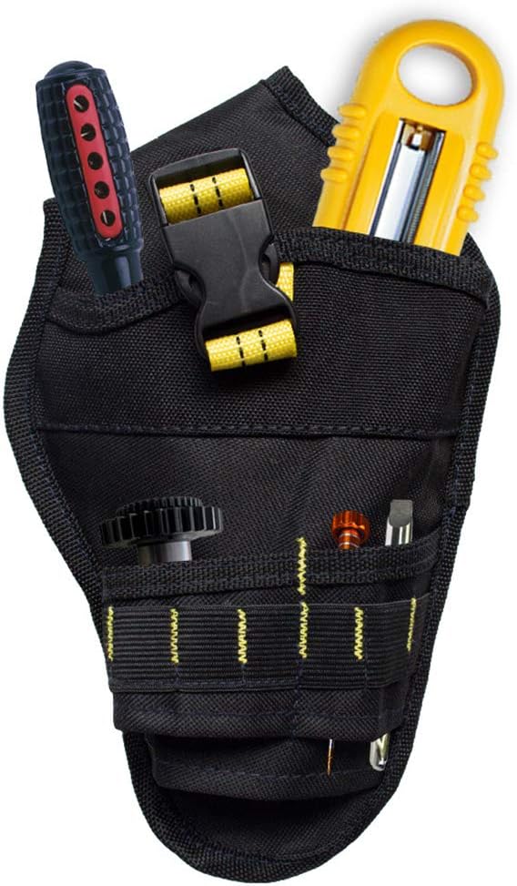Heavy Duty 900D Oxford Cloth Drill Holster Tool Belt Pouch Bit Holder Hanging Waist Bag Drill Tool Storage Bags (black&yellow)