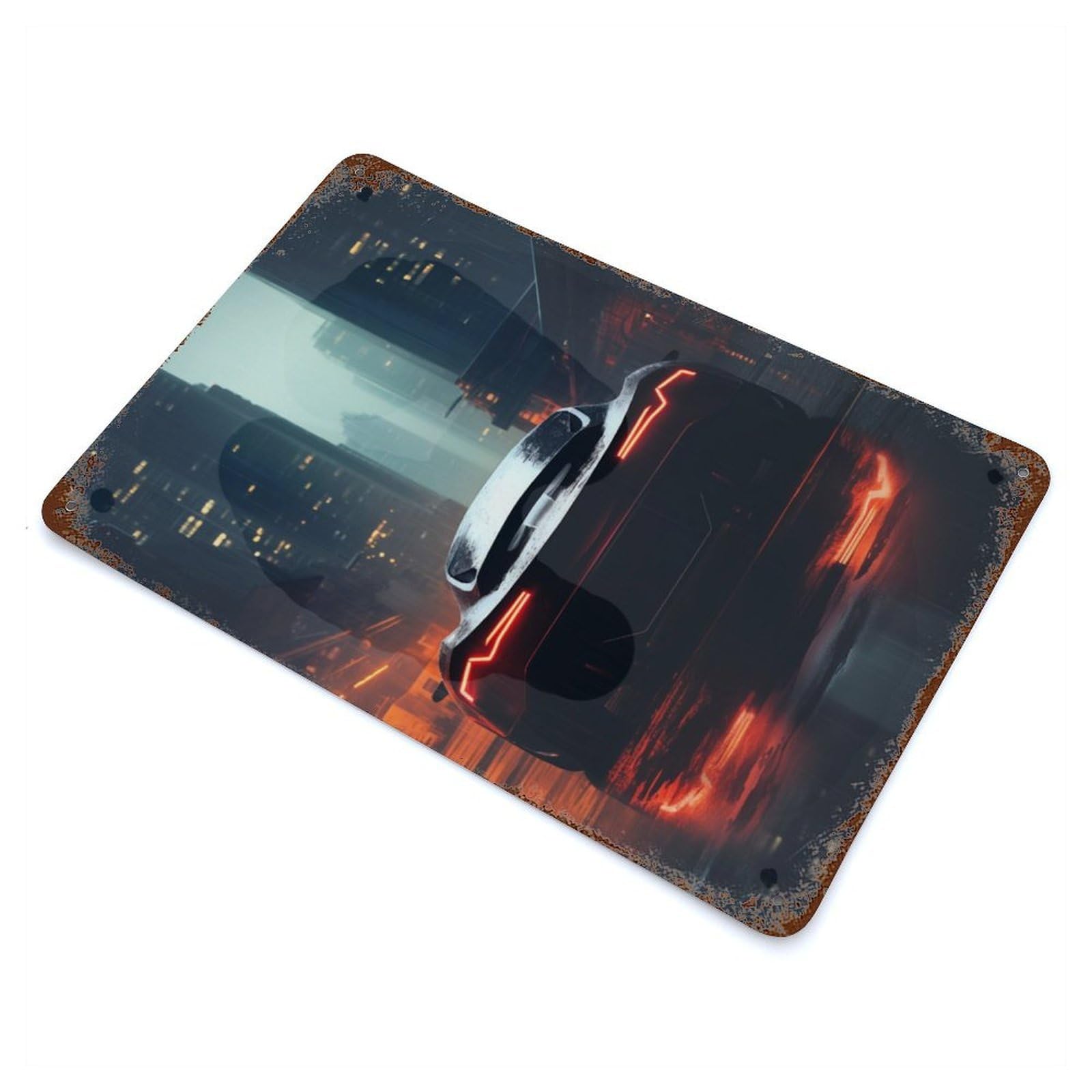 Car Rust Effect Tin Sign 11.8"x7.9", Ideal for Cafe, Home Bar And Lounge Decor