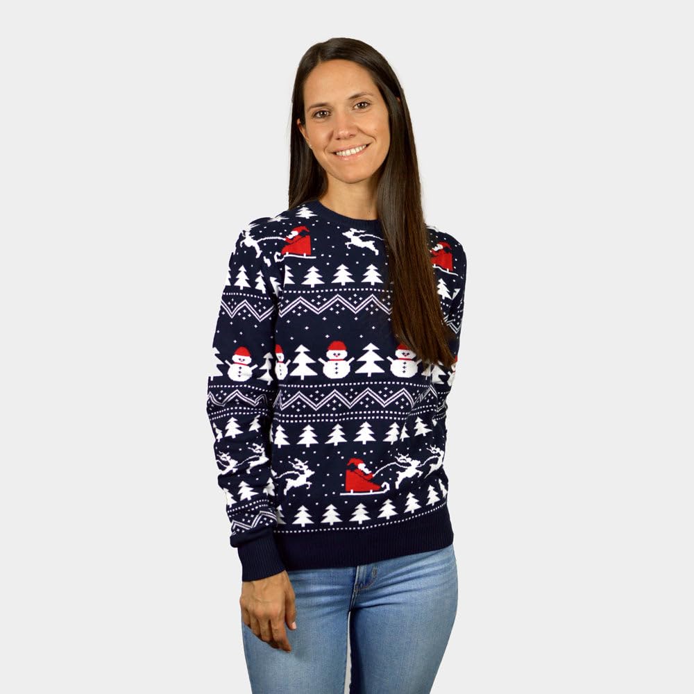 Jersey Navideño para Mujer, Hombre y Niños con Árboles, Muñecos y Papá Noel Algodón Orgánico