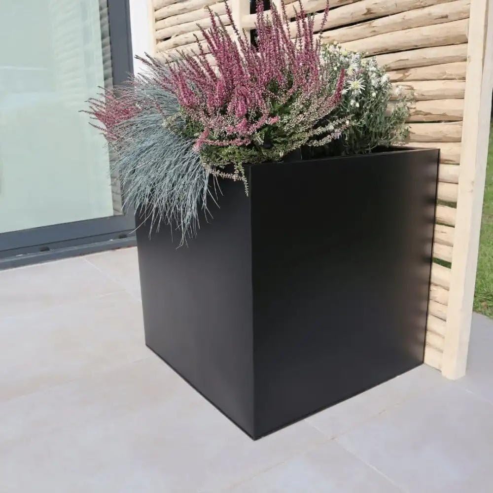 Tulipy Matte Black 60Cm/50Cm/40Cm/30Cm Zinc Galvanised Square Planter | No Assembly Needed | Lightweight (, L60cm X W60cm X H60cm)