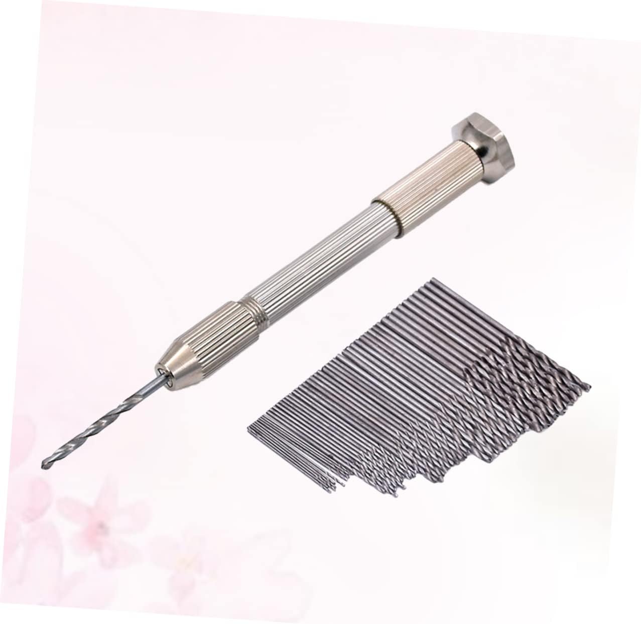 jojofuny Pin Vise Tool Hand Drill 51 Piece Set Single Ended Hand Drill and Wire Gauge Bit Holder