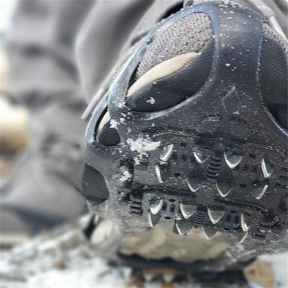 Poignées à Neige glacée, Pinces à Glace d'hiver antidérapantes Crampons à Neige Crampons de Traction avec 24 Bottes à Crampons en Acier Couvre-Chaussures pour la randonnée Pêche ES