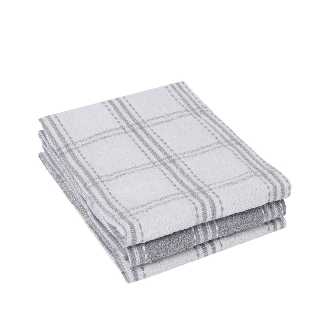 Country Check Kitchen Tea Towel Cotton Rich Dry Cleaning Dish Cloth Grey 3pk New