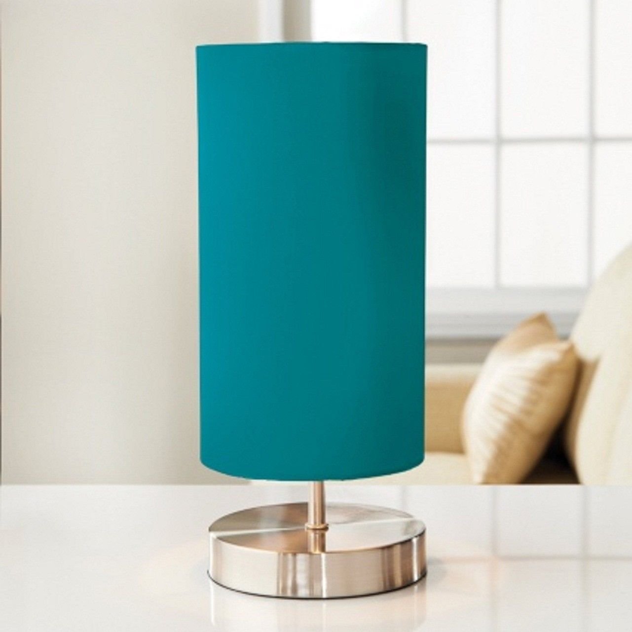 New Modern Cylinder Shape Florence Table Lamp it Perfect for Living & Study Room - Teal