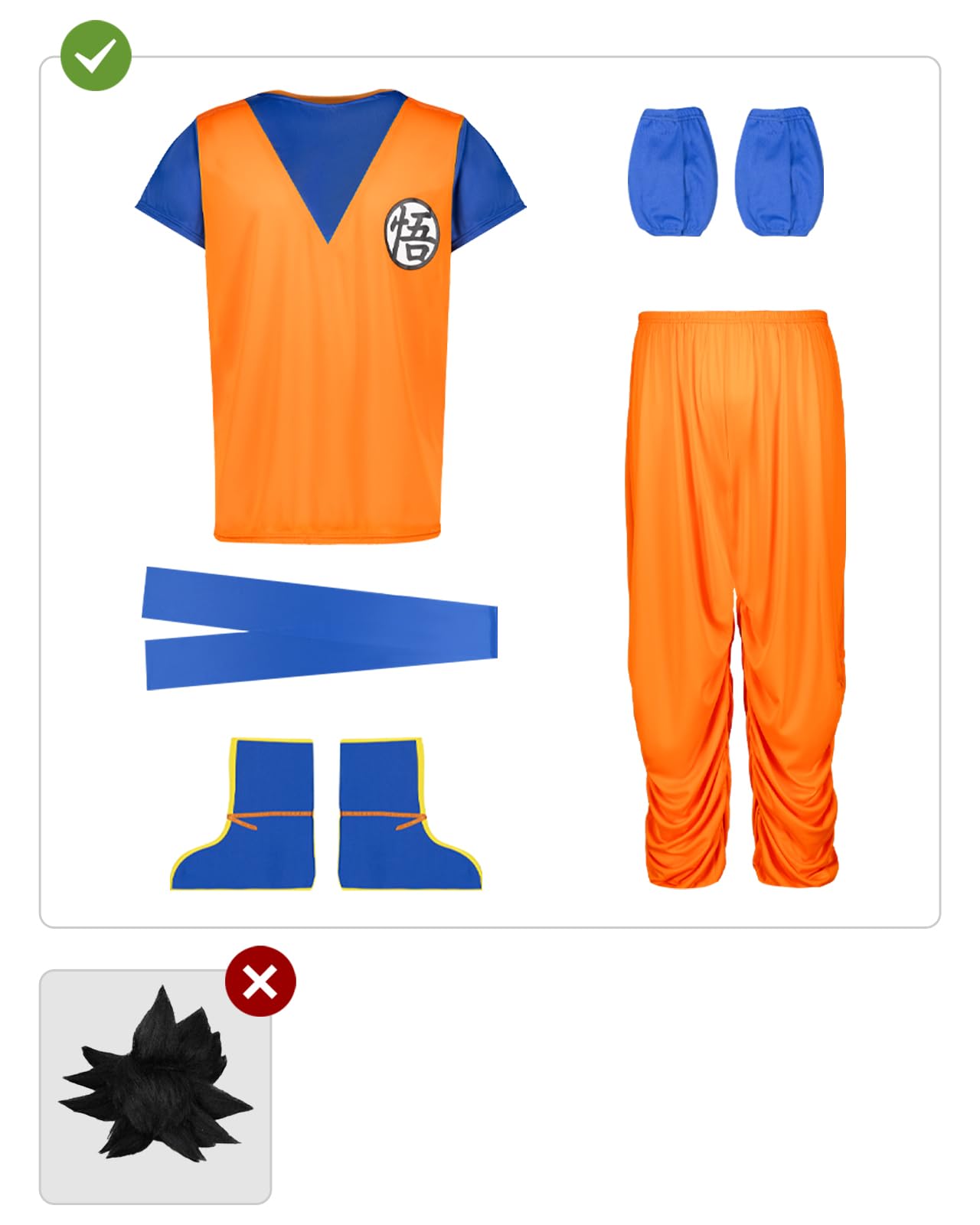 Funidelia | Déguisement Sangoku - Dragon Ball pour garçon Son Goku, Manga, Dessins Animés - Déguisement pour enfant et accessoires pour Halloween, carnaval et fêtes - Orange