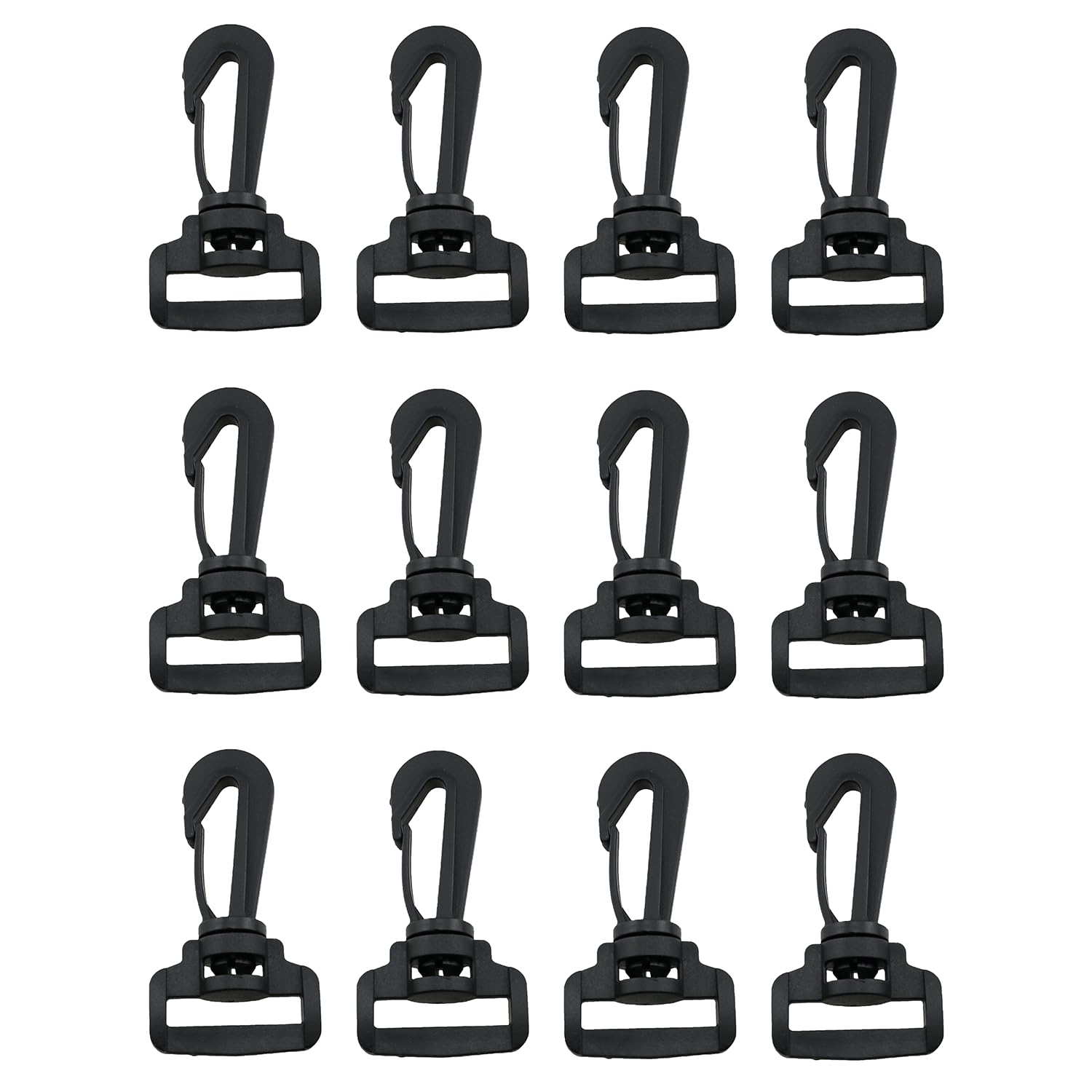 TAODAN 12PCS Plastic Swivel Snap Hooks 1 Inch Quick Release Nylon Webbing Hooks Keychain Replacement Clips for Suitcases Backpacks Bags Luggage