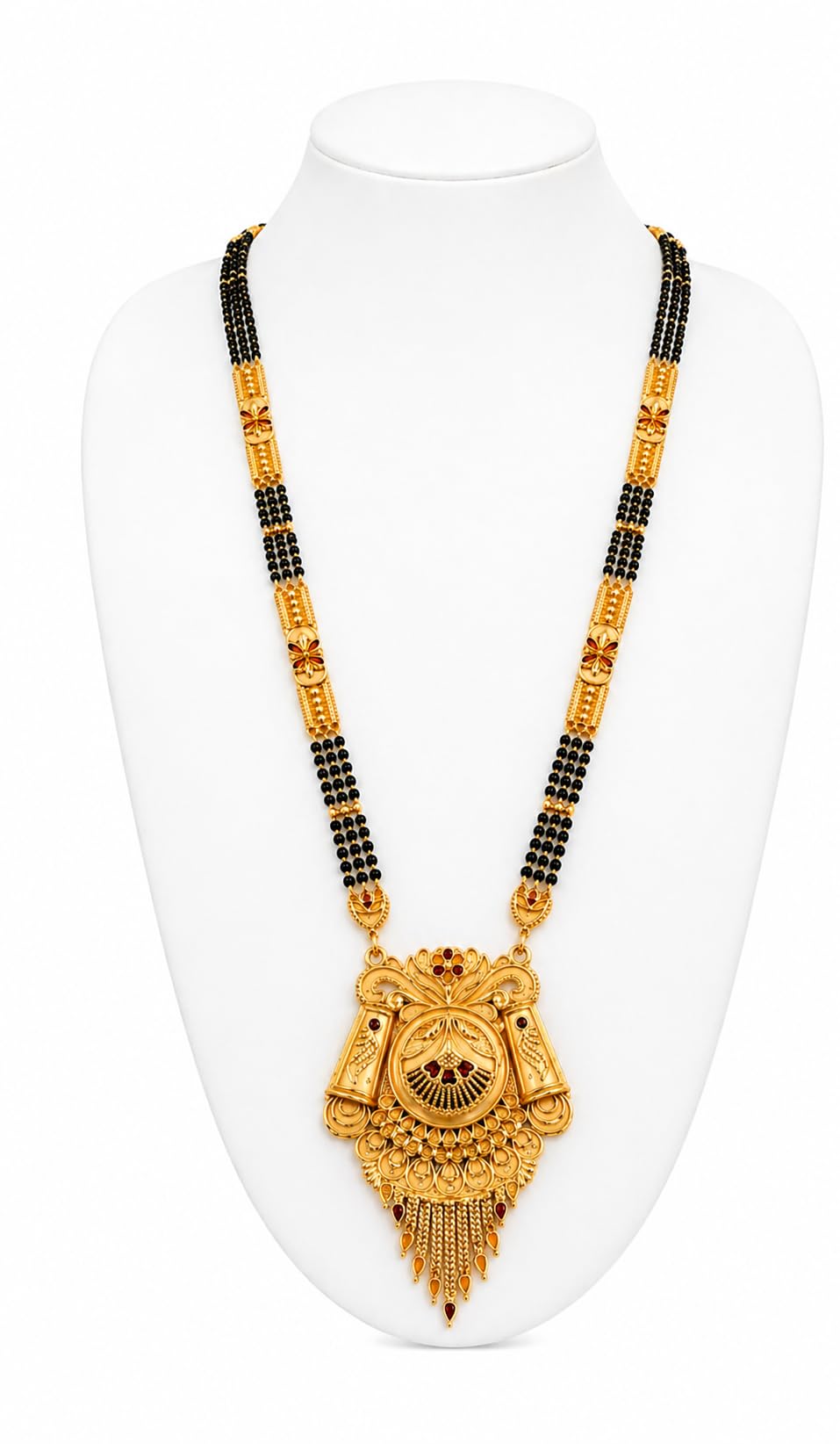 om krishiv collection Classic Black Beads Mangalsutra for Women Gold Plated Traditional Mangalsutra Chain-picture-34