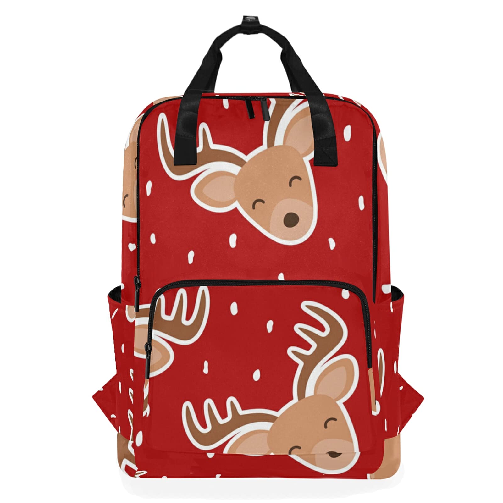 Linomo Cute Reindeer Deer Christmas Backpack Daypacks Bookbag Camping Hiking Travel School Shoulder Bag Laptop Rucksack Computer Backpack for Kids Boys Girls Men Women