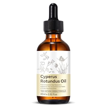 Cyperus Rotundus Oil, Cyperus Rotundus Oil for Hair Removal, Reduces Unwanted Hair Growth, 100% Pure Cyperus Rotundus Essential Oil for Smooth Skin & Hair Removal, 2.02 Fl Oz