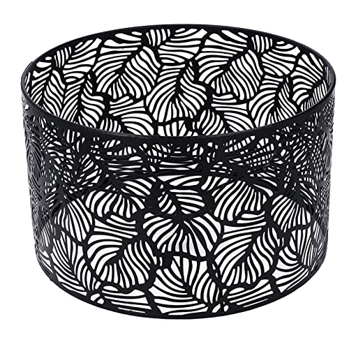 BEIJIALY Abat-Jour Tambour en Métal, Couvercle D'abat-Jour Ajouré, Style Simple Moderne, Décoration de la Maison pour Ampoules E14 E27 (Noir)