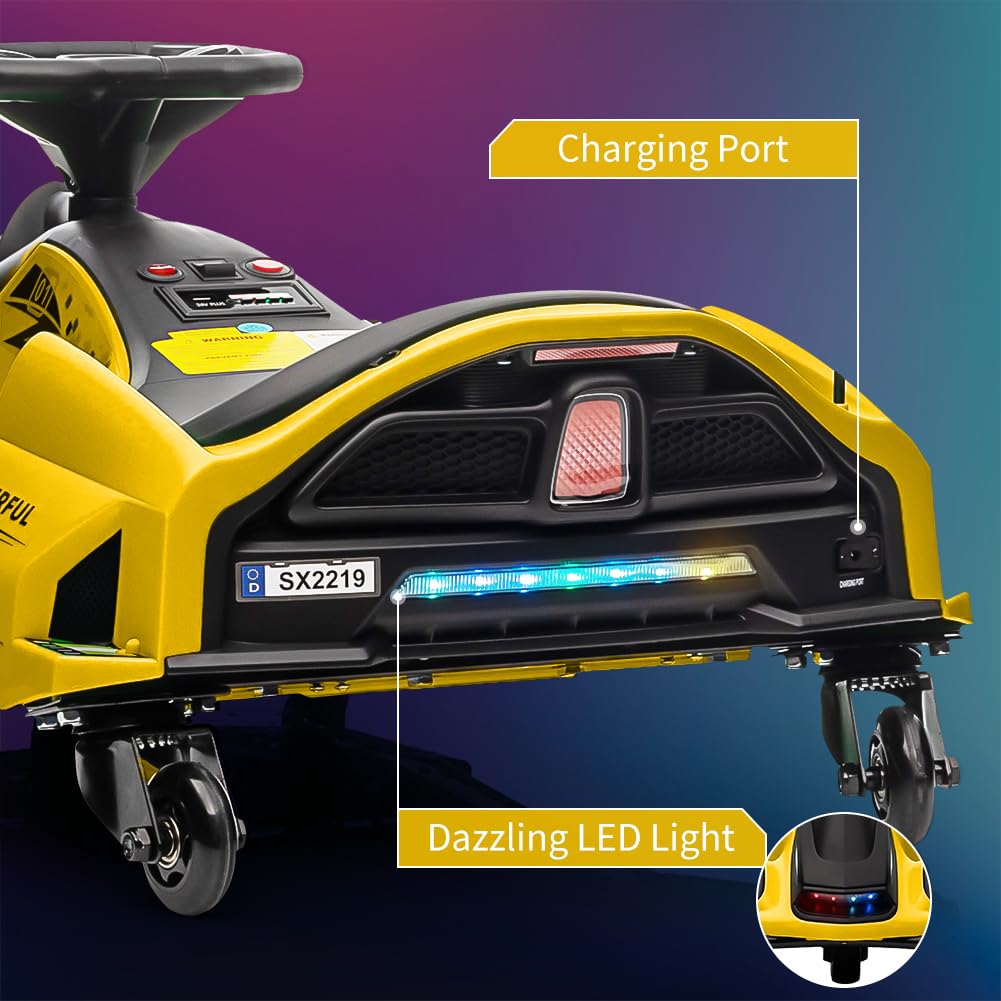 Kart Électrique Drift Enfant 24V – Moteur Brushless 180W, 5 Roues, Vitesse Réglable, LED Avant/Arrière, Musique Intégrée