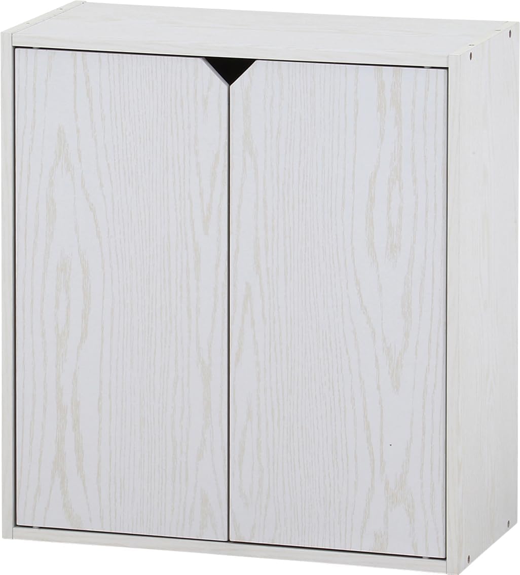 不二貿易(Fujiboeki) Fuji Boeki 52264 Connectable Storage Box with Door, Width 23.6 x Depth 11.4 x Height 25.6 inches (60 x 29 x 64.6 cm), Oak, White