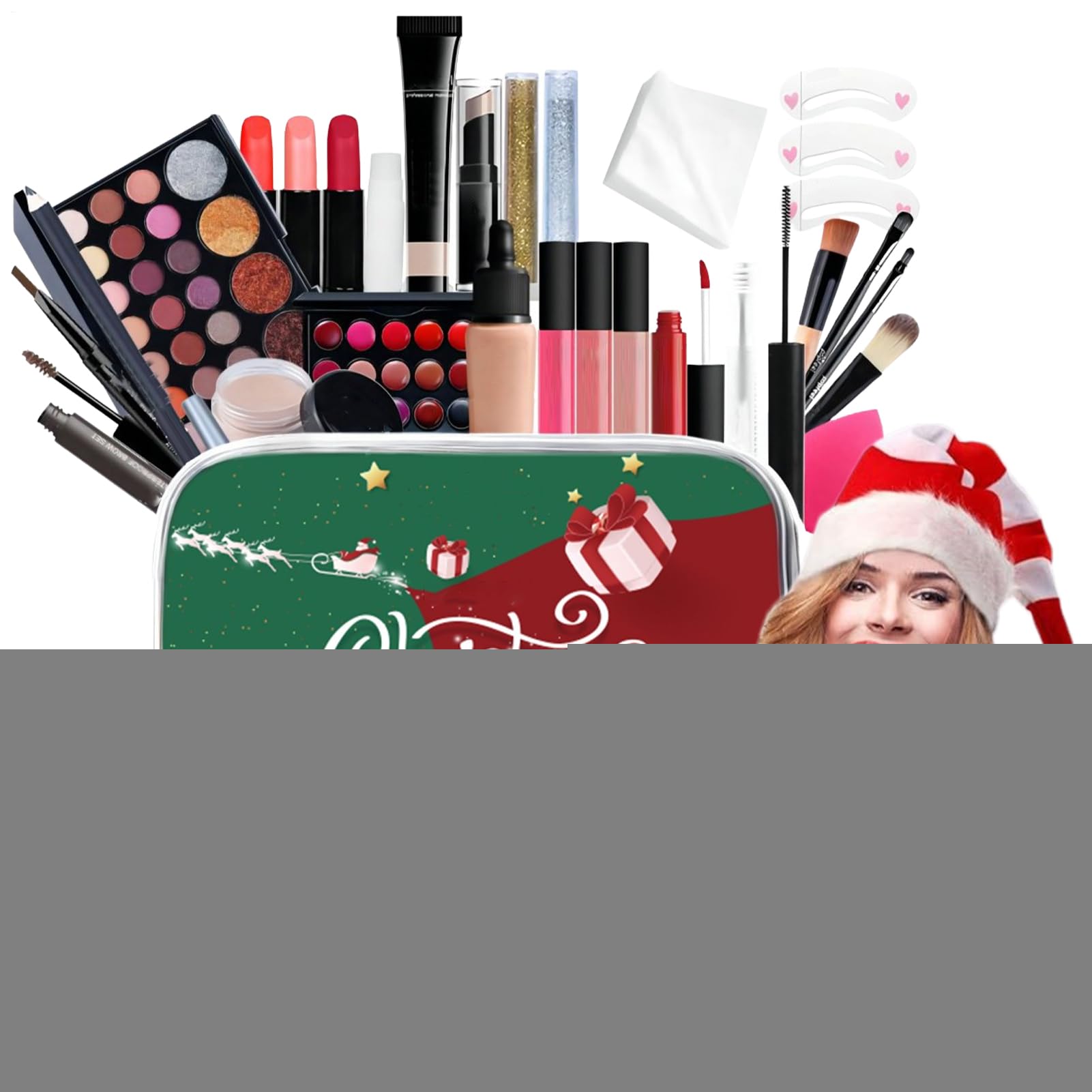 Christmas Makeup Sets Portable Waterproof All Makeup Kit Christmas Set Makeup Bundle Long Lasting Multifunctional Cosmetic Supplies with Storage Box for Girls and Women