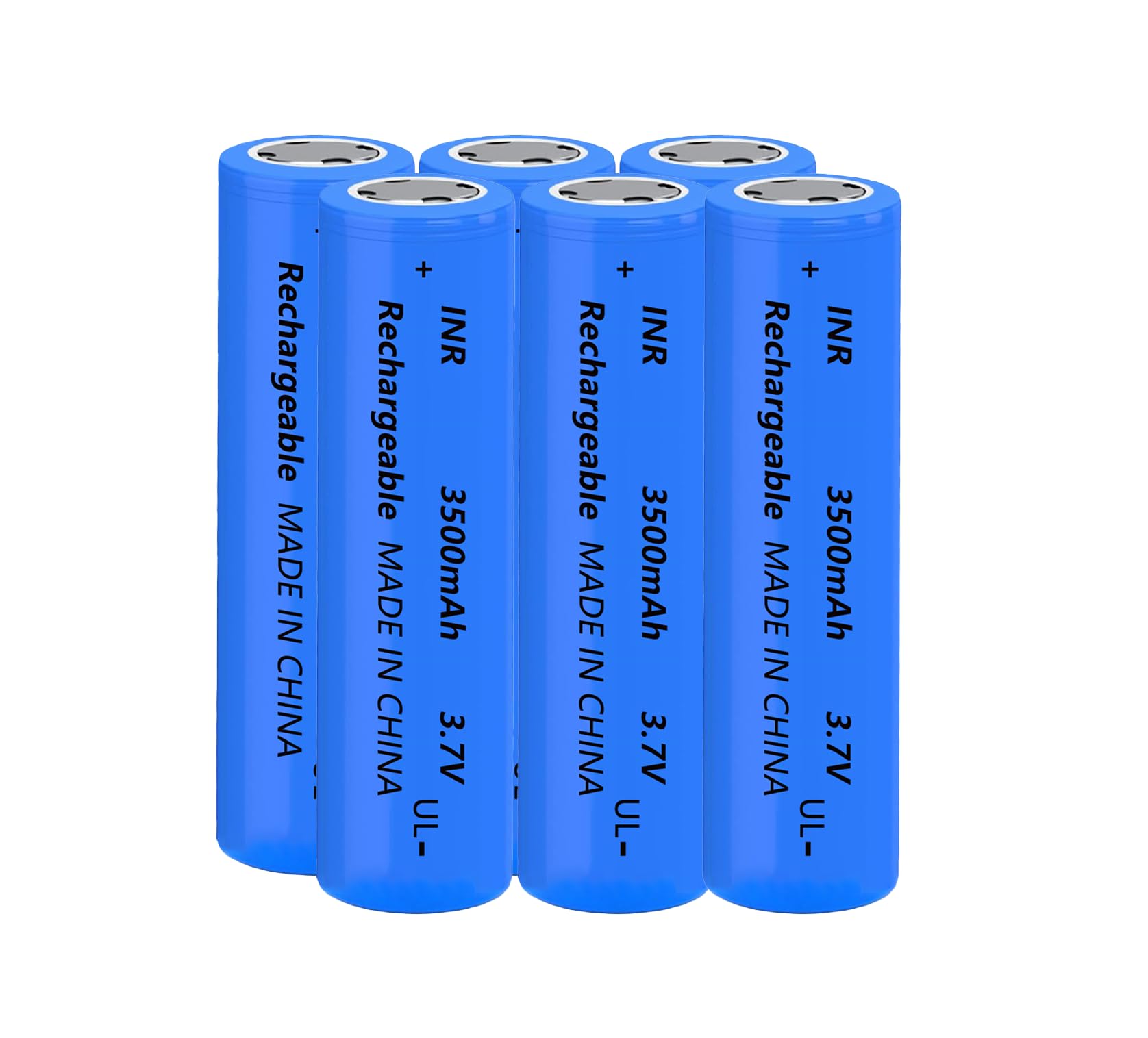 6 Packs 18650 Rechargeable Battery 3.7V 3500mAh 18650 Flat Top Battery for Headlights etc