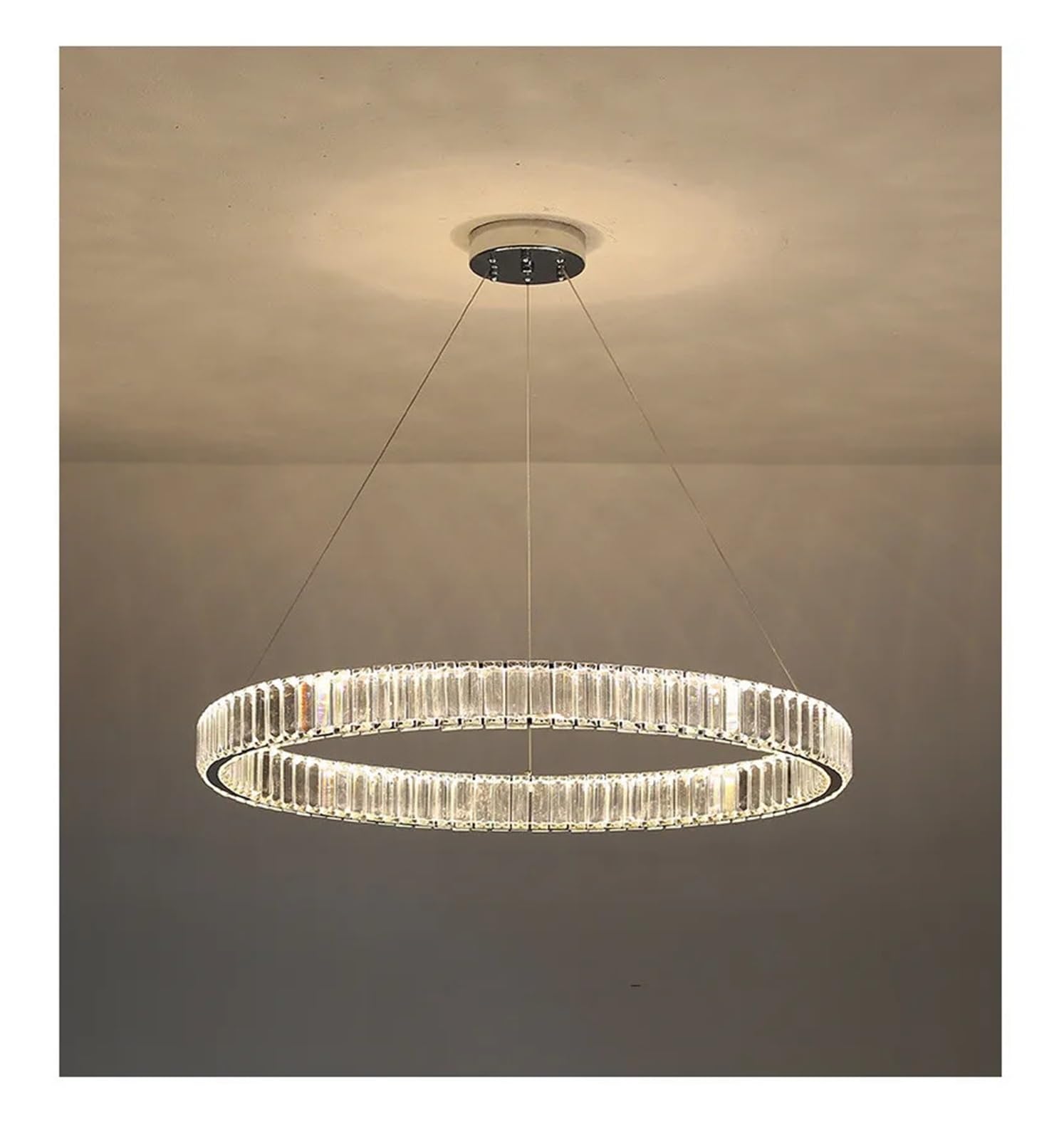 Generico Lampade a sospensione, Lampadario di cristallo for soggiorno postmoderno, luci a sospensione dimmerabili telecomandate, lampada a regolabile in acciaio dorato lusso(A D100cm,3COLOR_CHROME)