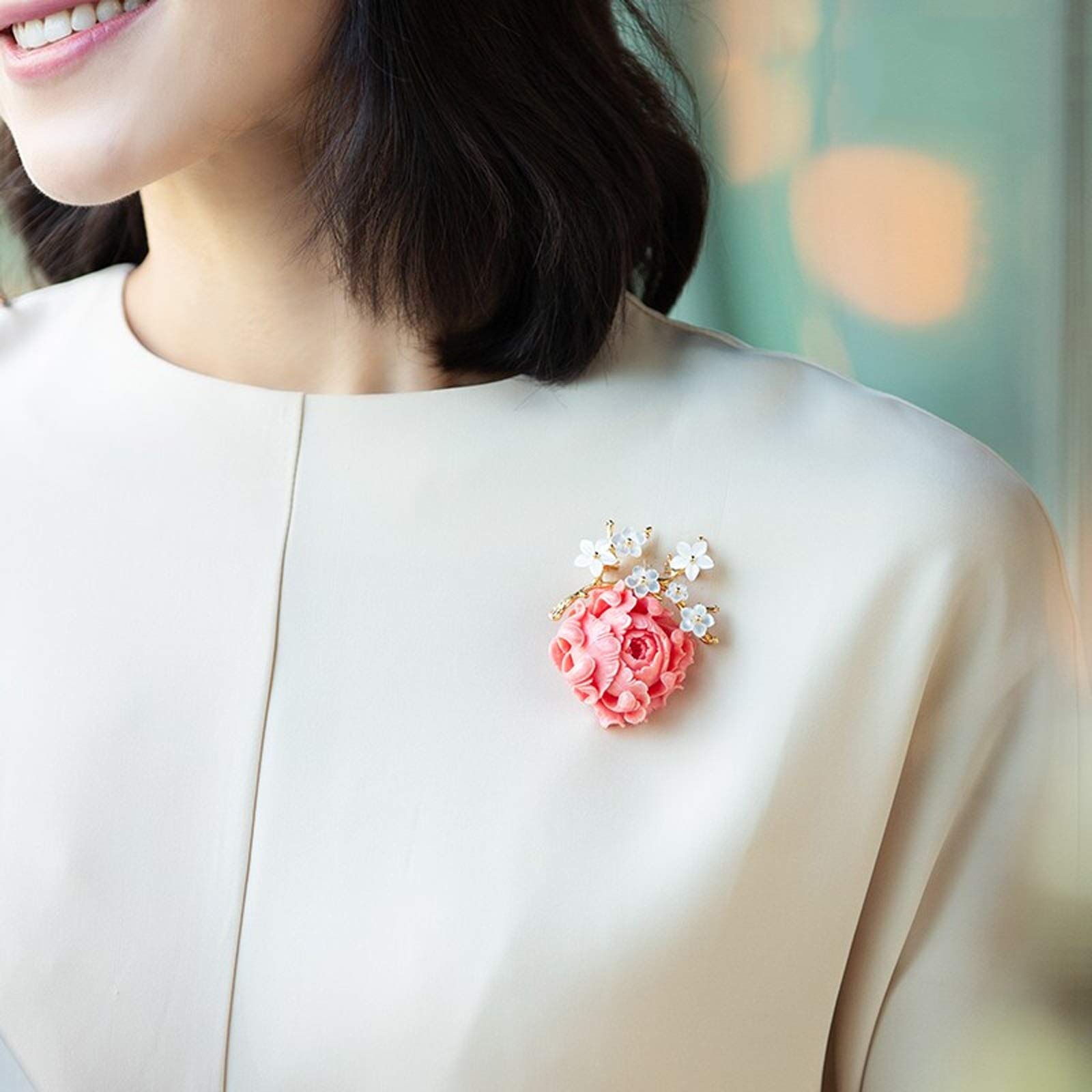 CFWSHJ Damen-Broschennadeln, Pfingstrosen-Broschen für Damen – vergoldete Blumenbrosche, Anstecknadel, Retro-Mantel, Pullover, Strickjacke, Broschennadeln – Damen-Hochzeitskorsage, Schmuck, Geschenke,