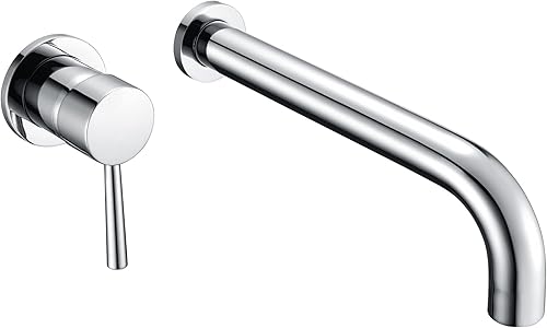 Miniatura 8 de SUMERAIN Grifo de tina de montaje en pared con boquilla extra larga, mango único con válvula oculta de alto flujo, acabado cromado