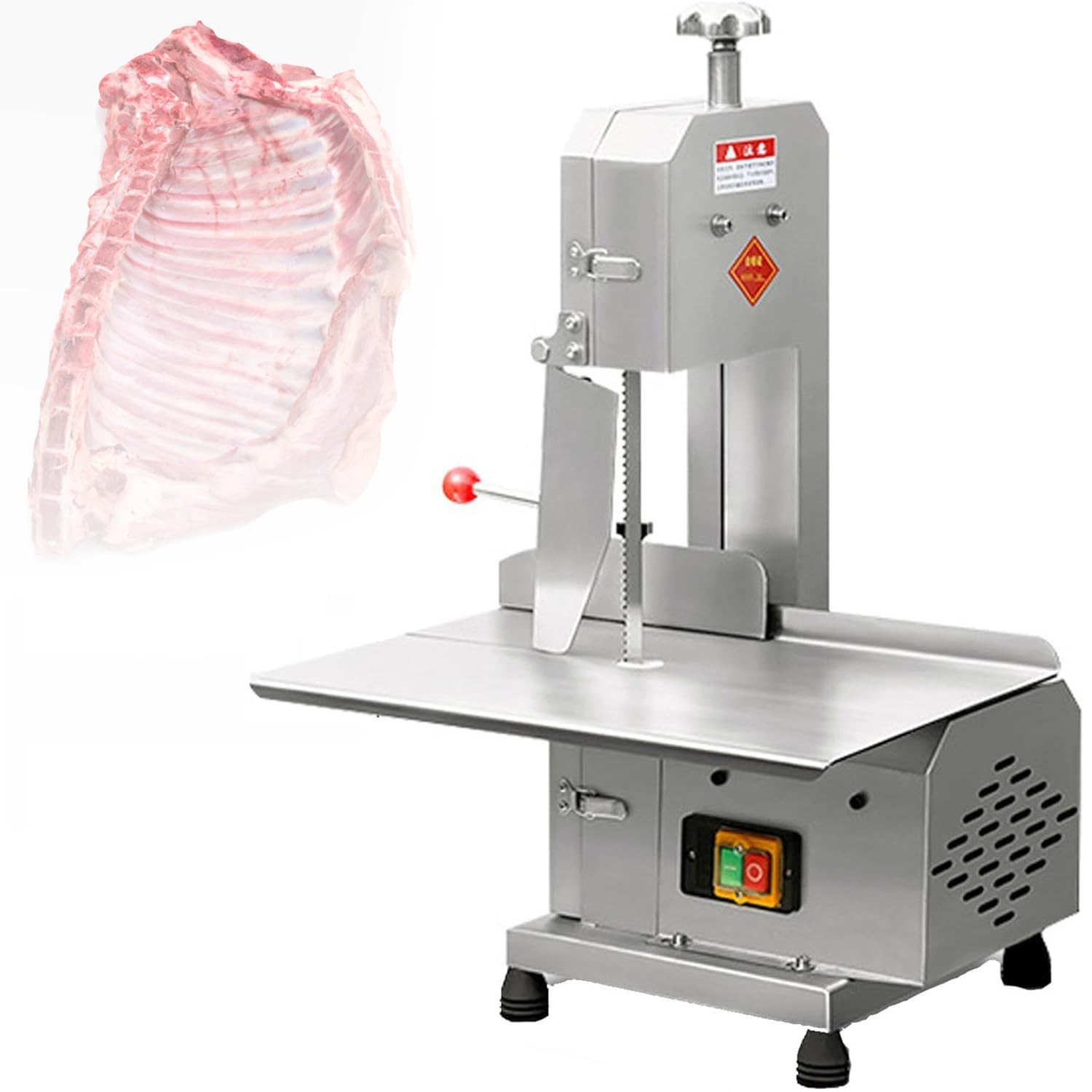 Adjustable Thickness Meat Cutting Bandsaw,750w Commercial Electric Bone Saw with Stable Working Table,Easy Operation,Reliable Tool for Catering Store,Kitchen and Butcher Daily Cutting Tasks