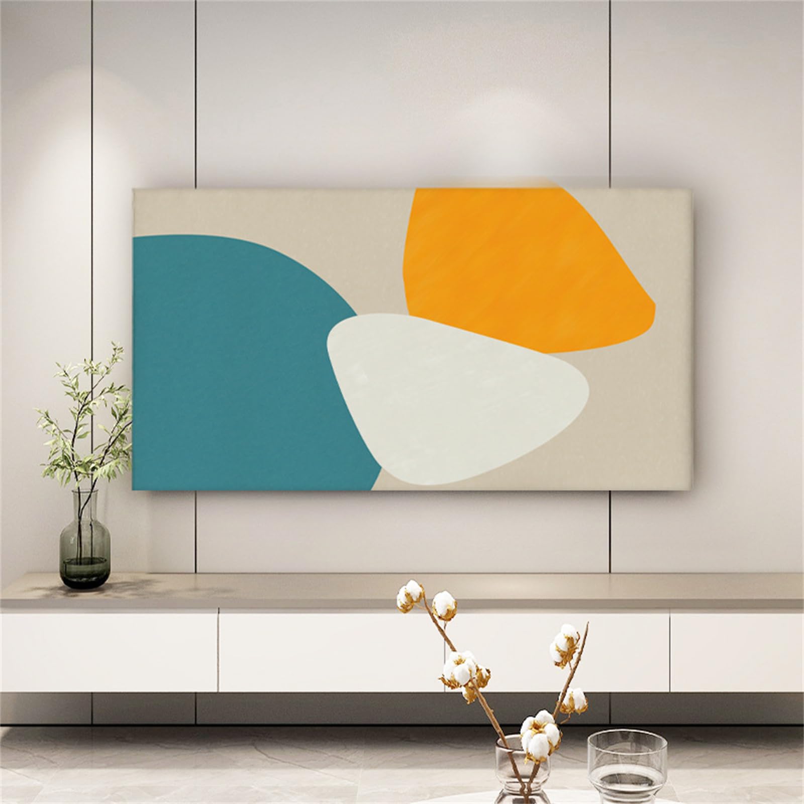 TV Abdeckung Staubschutzhülle, Hülle Bezug für Fernsehen Schutzhülle Universal Fernseher Hülle Elastisch Staubschutz für 32-85 Zoll TV/PC-Bildschirme (Geometrisch,69-75 Zoll)