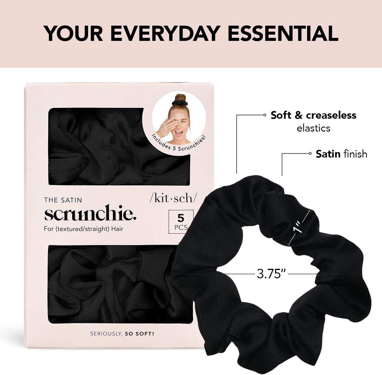 Kitsch Satin Pillowcase & Satin Hair Scrunchies with Discount