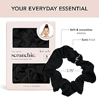 Vista 2 de Kitsch Funda de almohada de satén para cabello y piel, y coleteros de satén para mujeres con descuento